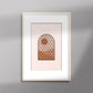 Tableau décoratif d'une illustration d'une fenêtre à grille de fer forgé ancienne, encadré dans un cadre en bois - Format A3.