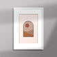  Tableau décoratif d'une illustration d'une fenêtre à grille de fer forgé ancienne, encadré dans un cadre blanc - Format A3.