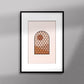  Tableau décoratif d'une illustration d'une fenêtre à grille de fer forgé ancienne, encadré dans un cadre noir - Format A3.