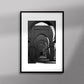 Tableau décoratif en noir et blanc de la Mosquée Tinmel, encadré dans un cadre noir - Format A3.