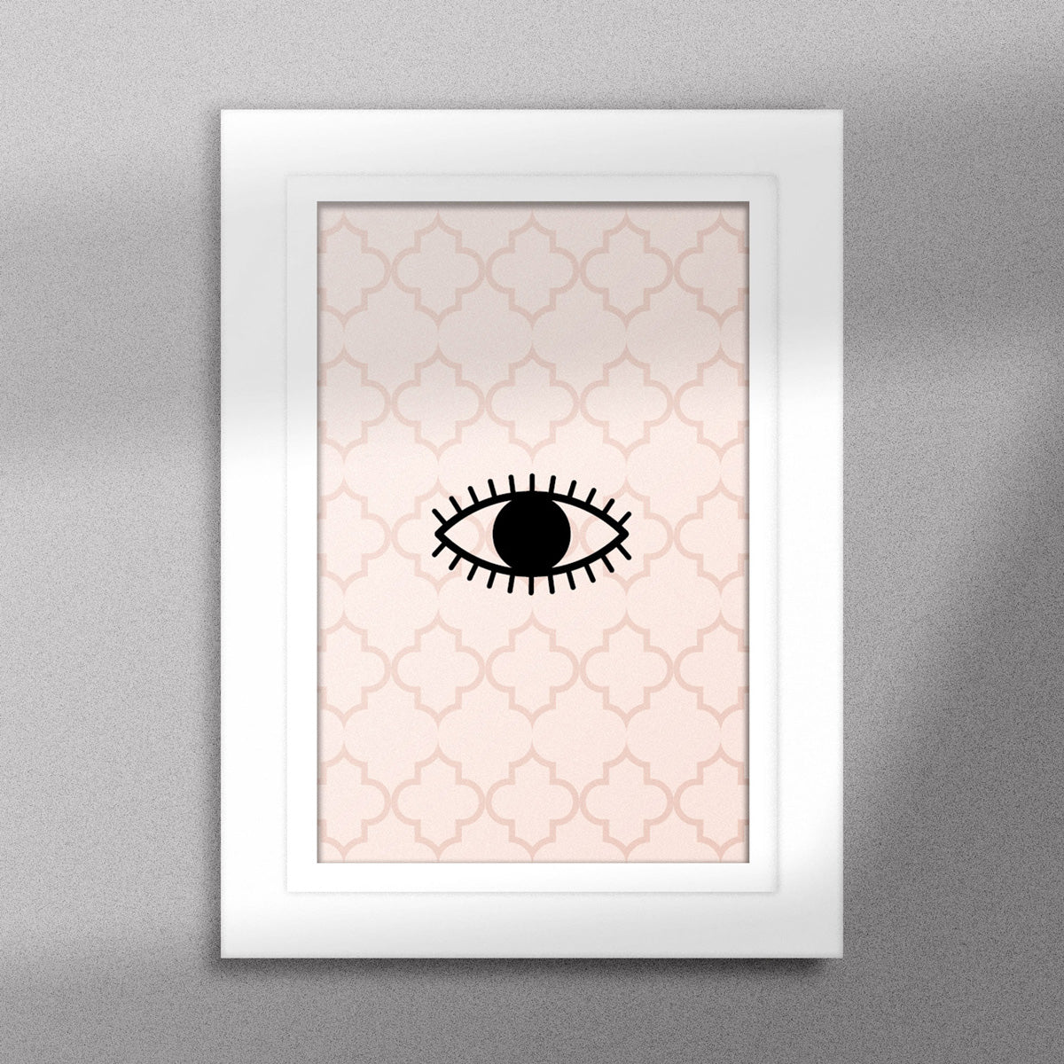 Tableau décoratif d'une œil, un symbole berbère ancien, encadré dans un cadre blanc - Format A5.
